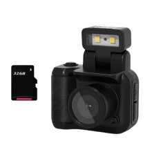 SLR Style Camera Cmos 32GB with Flash Light & Charging Dock Portable Video Recorder DV 1080P with LCD Screen Black