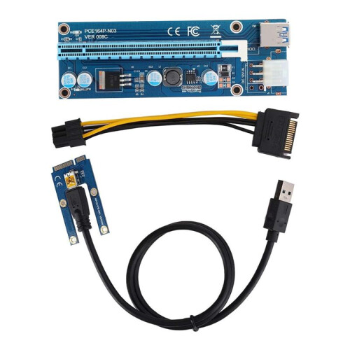 PCIE 16X Adapter,PCIE to PCI Express16x Extender,with 4 Solid Capacitors and 6Pin Interface,for Video Card Mining 2