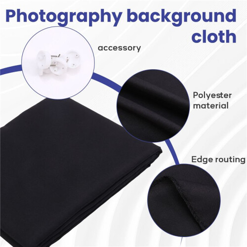 1.5x2M Photography Background Backdrop Cloth for Photo Studio Video Props Solid Color Wall Decor Black 1
