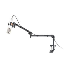 Foldable Recording Microphone Holder Suspension Boom Scissor Arm Stand Holder with Mic Clip Table Mounting Clamp
