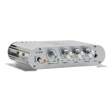 ST-838 HiFi 2.1 Channel Power Amplifier 80Wx2 Stereo Bass Sound Amp with Subwoofer Output Home Audio Amplifier White