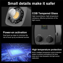 LED Video Light 40W Bi-Color COB Photographic Studio Light 2500K-6500K 5000mAh for Live Streaming Commercial Photography