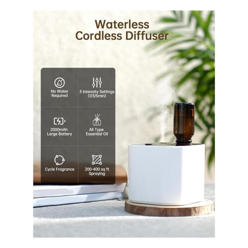 Diffuseur Sans Fil,  Diffuseur Portable, Diffuseur D'Aromathérapie, 3 Modes de Brumisation, Démarrage par Cycle, 400 Pi² B 1