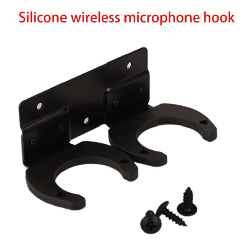 2X Microphone Holder,Wireless Microphone Holder for Mic Stand Wall Mounted Microphone Hanger Clip Double Hook Stands 2
