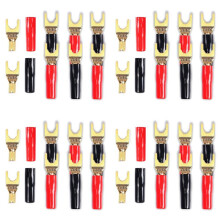 Y Plug Spade Connector for Speaker Wire,32 Pcs Y Spade Plug 45 Degree Gold Plated U Fork Spade Plug Connector