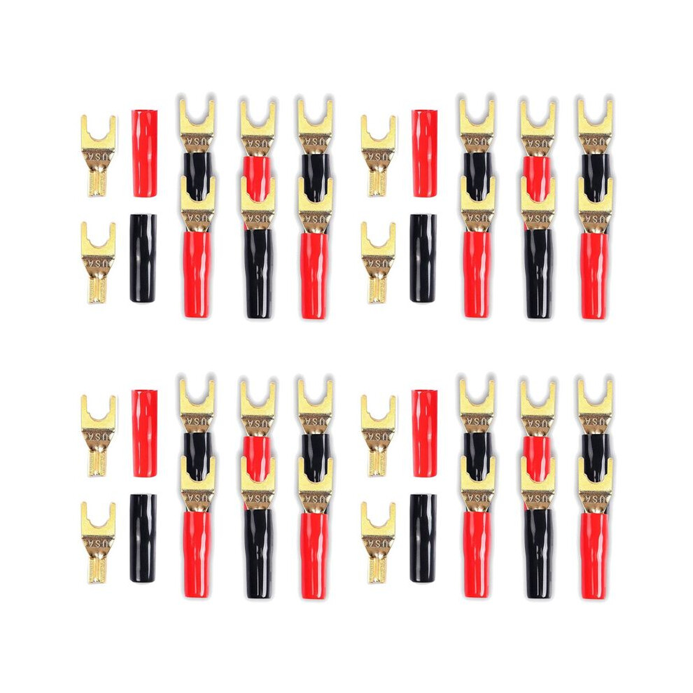 Y Plug Spade Connector For Speaker Wire,32 Pcs Y Spade Plug 45 Degree Plated U Fork Spade Plug Connector Gold 4711684885611