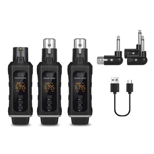 2X New 48V Capacitor XLR Adapter Wireless Microphone Transmitter Receiver for Dynamic Microphone Guitar Audio Mixer 1