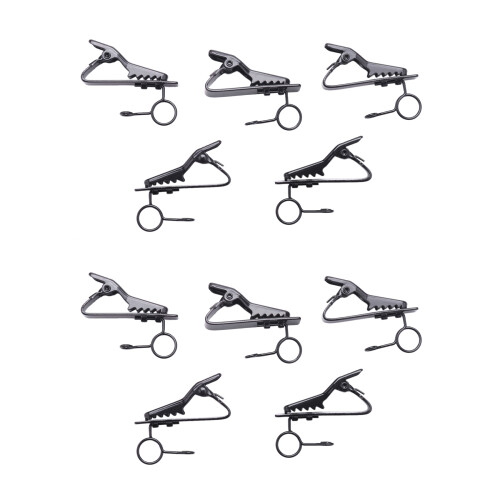 10 Pcs Ring  7.5 mm Microphone Clip Holder Tie Clip Collar Clip Practical (Black)