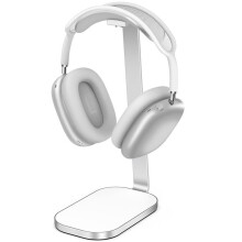 Soporte para Auriculares con Barra de Soporte de Aluminio, Base Pesada, Soporte de Escritorio para Auriculares con Carga Inalámbrica, Color .