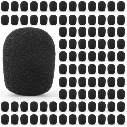 100Pcs Microphone Headset Grill Windshield Sponge Foam Black Mic Cover 30mmx8mm