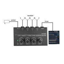 HA400 Amplifier Headphone Amplifier 4 Channels Ultra-Compact Stereo Audio Amplifier Earphone Amplifier EU Plug
