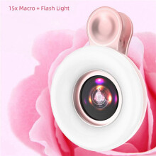 2X LED Phone Lens Selfie Ring Light Mobile Phone Fill Light HD Macro Dimmable Lamp Beauty Ringlight Rose Gold