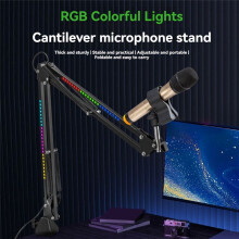 Microphone Bracket RGB Microphone Arm Stand with RGB Light Rotatable Suspension Boom Scissor Stand  Base