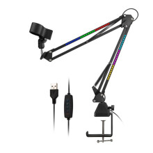 Microphone Bracket RGB Microphone Arm Stand with RGB Light Rotatable Suspension Boom Scissor Stand Base