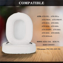 2X Cuscini Auricolari Memory Foam Earpads Cover Ear Pads di Ricambio per ATH M50X Adatto per  M40X M30X M20 Bianca