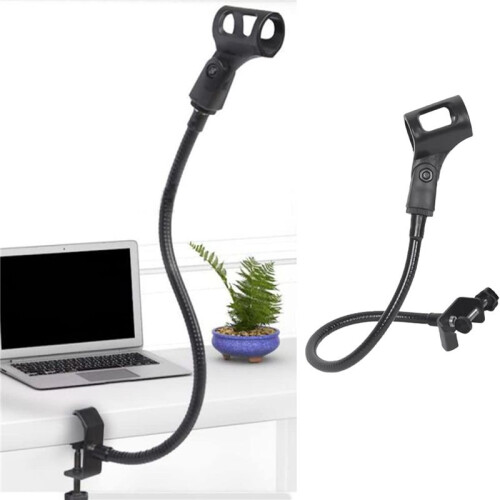 2X Suporte de Microfone 360 Graus Flexível Gooseneck Suporte de Microfone Ajustável Suporte de Braço de Microfone de Mesa com Clipe 2