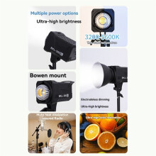 300W Bi LED Video Light, Continuous LED Lighting with 2.4G Wireless Remote for Portrait, Outdoor Photographic EU Plug