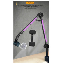RGB Microphone Arm Stand,Mic Arm with RGB Light,Rotatable Suspension Boom Scissor Stand for Gaming Streaming A