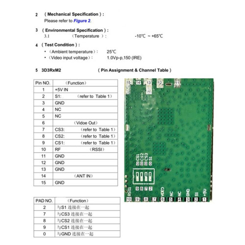 2PCS 3.3G FPV VRX RF Receiver Module 3D3RxM2 16CH Wireless Analog Audio Video Transmission Receiver Module 2