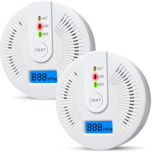 Battery Powered Carbon Monoxide Detector 2 Pack with Digital Display and Loud 85dB Alarm for Home