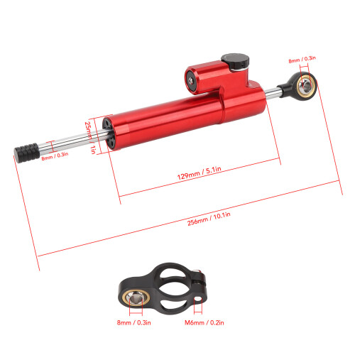 Adjustable Motorcycle Steering Damper 75mm Stroke Red for All Bikes 1
