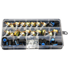 18 StüCke/Box WH148 Single Potentiometer Satz B1K/5K/10K/20K/50K/100K/500K/1M mit KnöPfen Single Potentiometer Satz Wellen Muttern