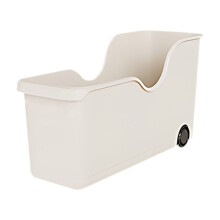 Kitchen Storage Container with Pulley & Handle, Plastic Cookware Organizer Box for Pots, Lids, Cabinet or Laundry – White, 1 Pack