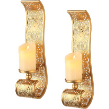 Goldene Wandkerzenleuchter, 2er-Set, spanischer Barockstil