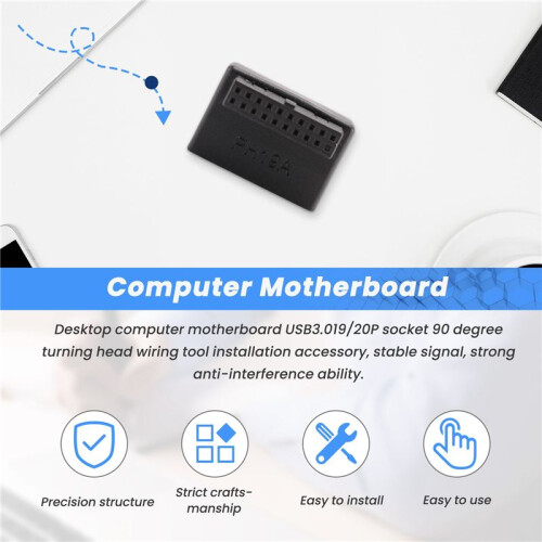 PH19A USB 3.0 Internal Header USB3.0 19/20P Socket 90 Degree Adapter Converter for Computer Motherboard 2