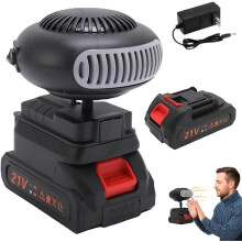 Portable battery-powered space heater, cordless car heater compatible with 1*rechargeable battery for defogging, camping, office, desk,