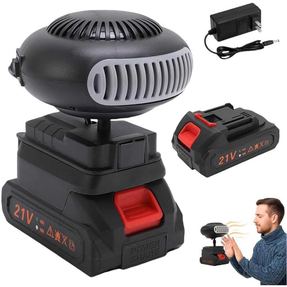 Portable Battery-Powered Space Heater, Cordless Car Heater Compatible With 1*Rechargeable Battery For Defogging, Camping, Office, Desk, 9175034186738