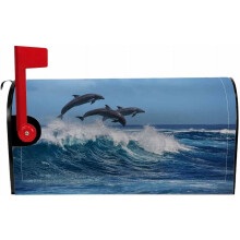Magnetic Mailbox Covers Polyester Oxford Cloth Anti-UV and Reusable Letterbox Cover 2118 Inch,Jumping Dolphins