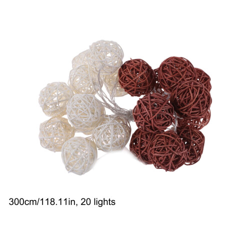 Lichtslinger met rotanballen, USB-aansluiting, 1,8 meter, 10 warmwitte LED's 2