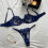 Damen-Mesh-BH und String-Set, blau, 2-teilig 2