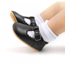 Unisex Baby-Krabbelschuhe, niedlicher Leoparden-Look, PU-Leder, rutschfeste, weiche Sohle, Lauflernschuhe für Kleinkinder von 0-18 Monaten