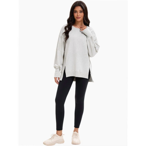 Moletom feminino oversized de gola redonda e manga comprida. 2
