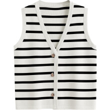 Vest for Women Striped Dressy Tops Cropped Tank Tops 2024 Summer Sleeveless Button Up Cardigan Sweater Vests