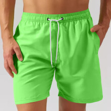 Pantalones cortos deportivos de secado rápido para hombre, transpirables, de color liso, con cordón ajustable y largo hasta la rodilla, corte