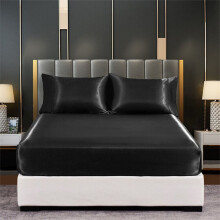 Satin-Silk Sheets Bed Deep Pocket Twin Full Queen King Bed Mattress Cotton Cover Soft