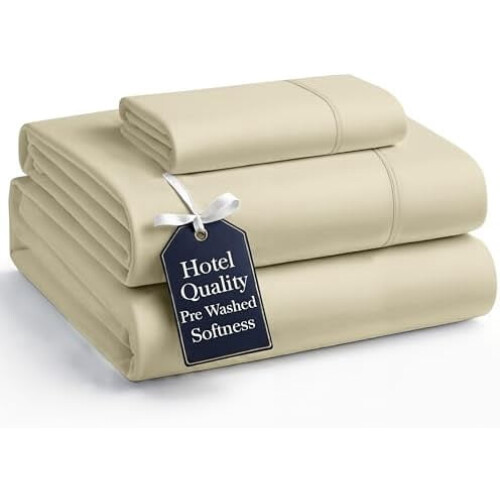 Ensemble de draps pour lit King, en microfibre douce prélavée, 4 pièces