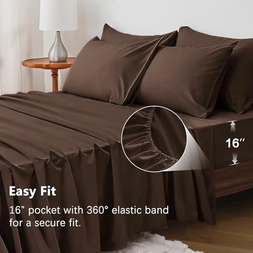 Ensemble de draps en microfibre six pièces avec poches profondes de 40 cm 1