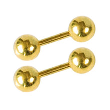 Opolski Ear Studs Simple Wear-resistant Men Punk Ball Barbell Earrings for Dating