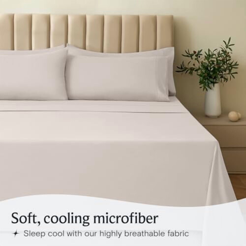 Σετ σεντόνια Microfiber Queen 4 τεμαχίων Deep Pocket 1