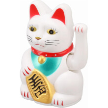 Décoration chat porte-bonheur à piles de 10 cm