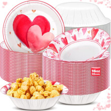 Bols en papier de 473 ml (16 oz) pour la Saint-Valentin – Motif cœur rose, lot de 50