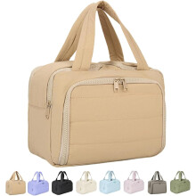 Maison Ginza Cloud Carry Bag – Waterproof, 4-Part Dry/Wet Separation Toiletry Bag with Handle (Brown)