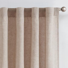 Taupe Linen Blend Curtains (50"x63"), 2 Panels, Rod Pocket & Back Tab, Farmhouse Style for Bedroom/Kitchen