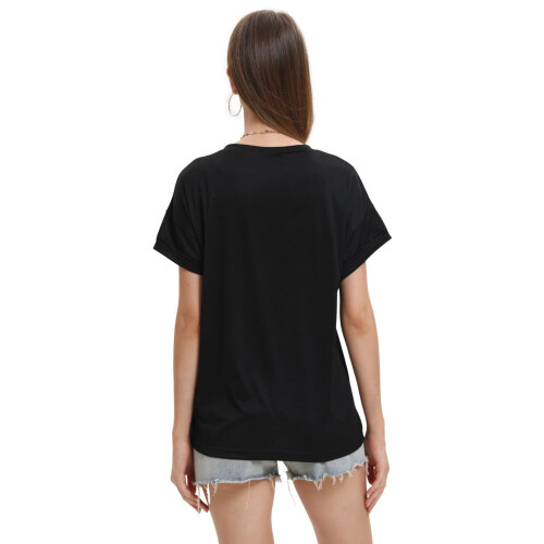 Γυναικεία T-shirts με κοντομάνικα και V λαιμόκοψη, καλοκαιρινά μπλουζάκια με τσέπη 1