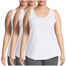 Conjunto de 3 peças de regata plus size feminina para o verão, sem mangas, ideal para exercícios, casual e folgada, com gola redonda.