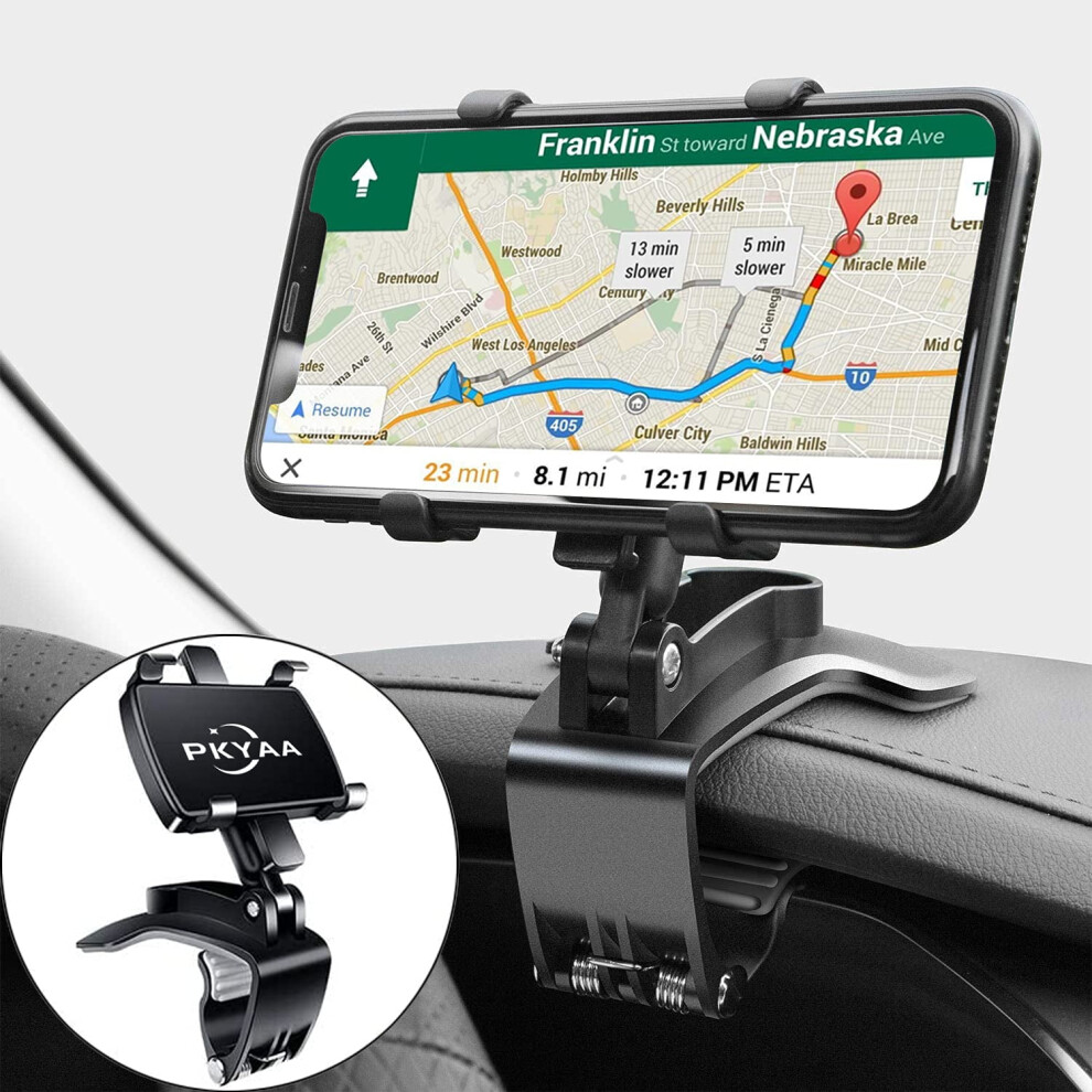 Car Phone Holder Mount 360 Degree Rotation Dashboard Cell Phone Holder For Car Clip Mount Stand Suitable For 4 To 7 Inch Smartphones (Black) Black 9357860784368
